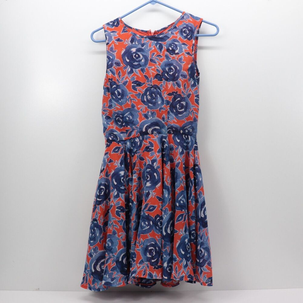 Maison Jules Size S Blue And Orange Rose Dress